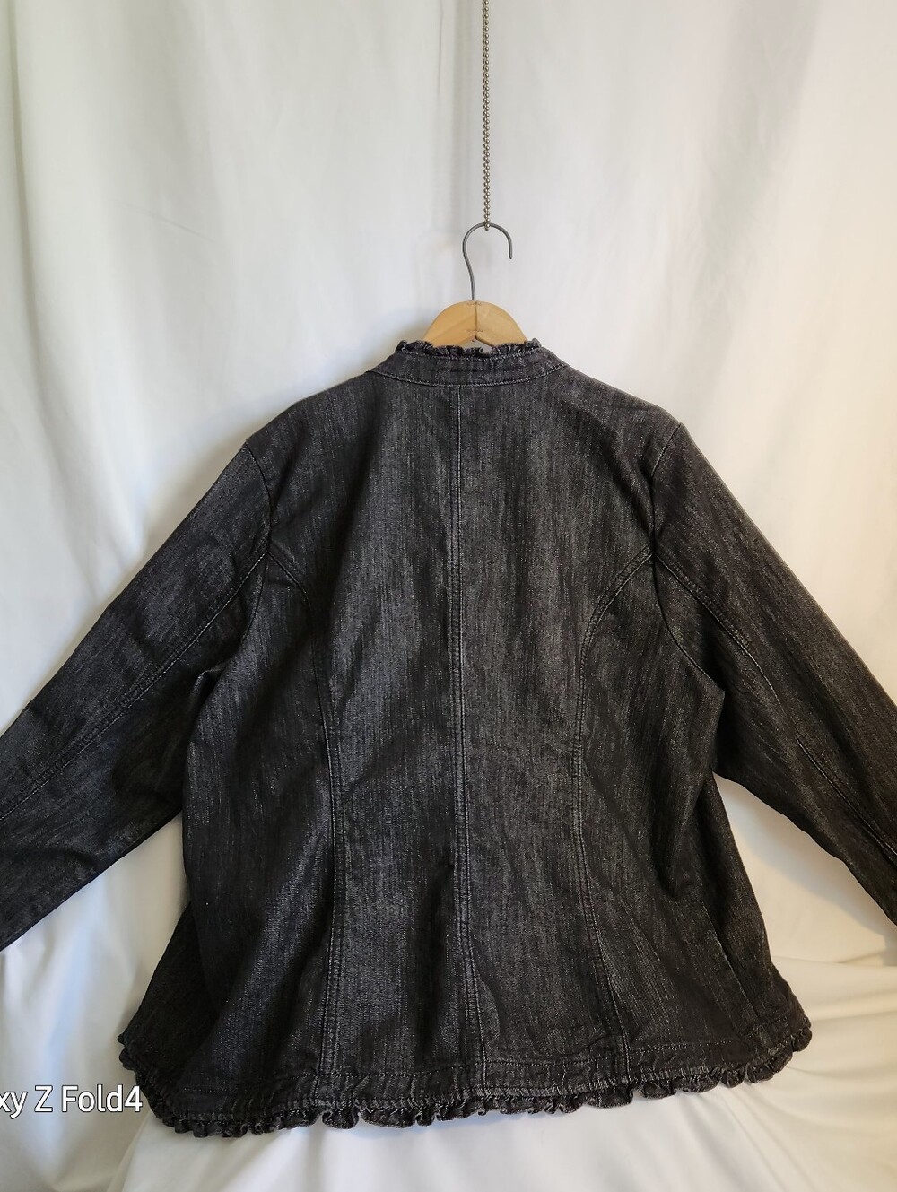 CJ Banks Metallic Black Ruffle-Trim Jacket - Picture 2 of 9